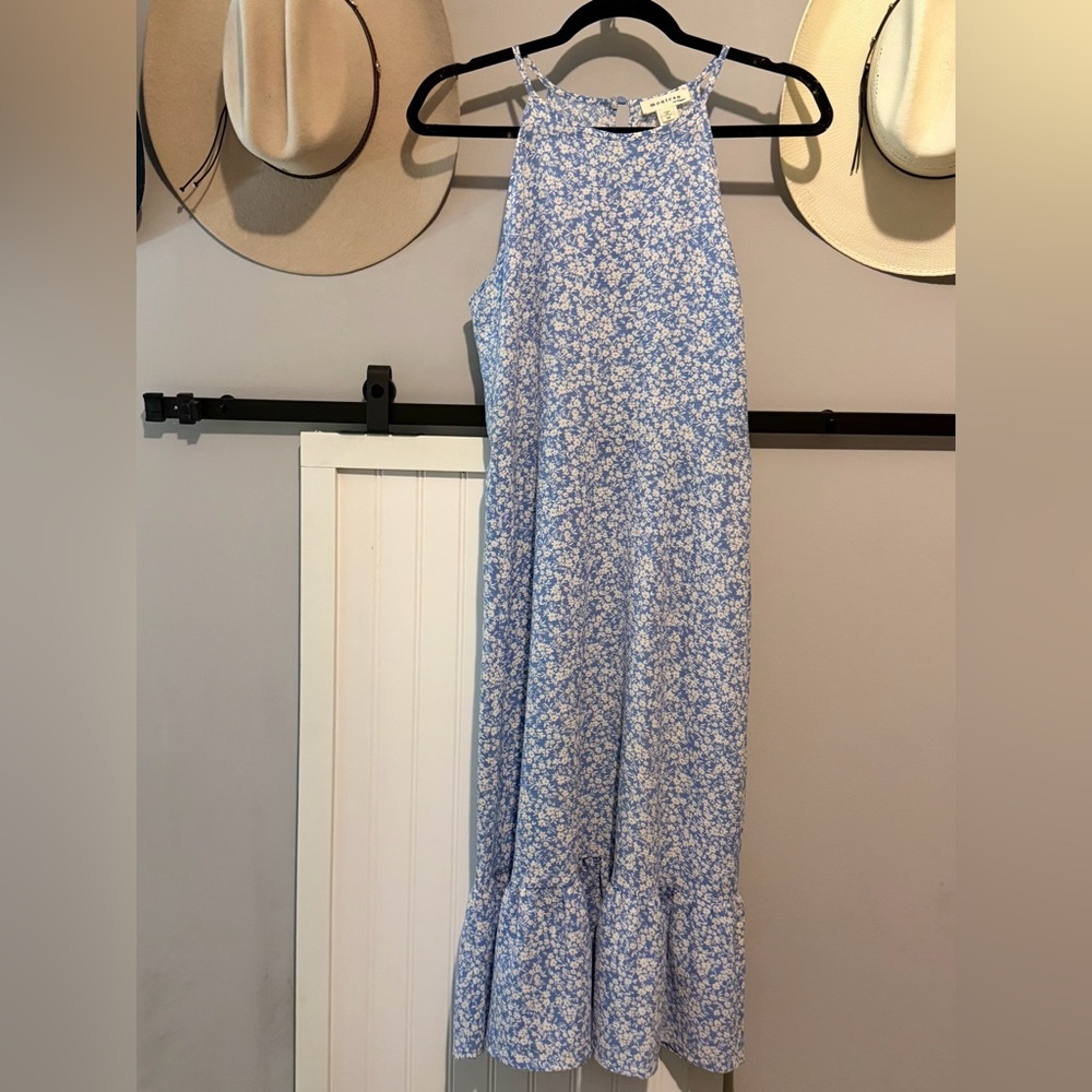Floral Blue Sleeveless Dress